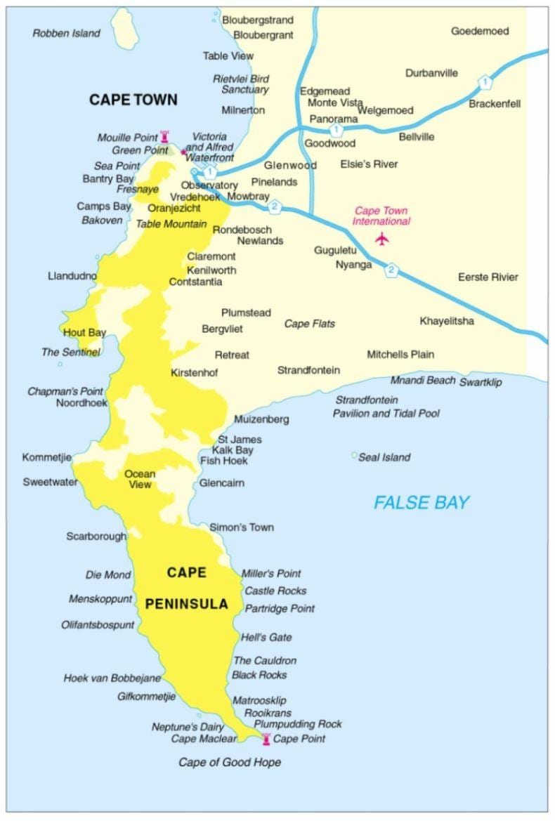 Cape Town pussalā karte