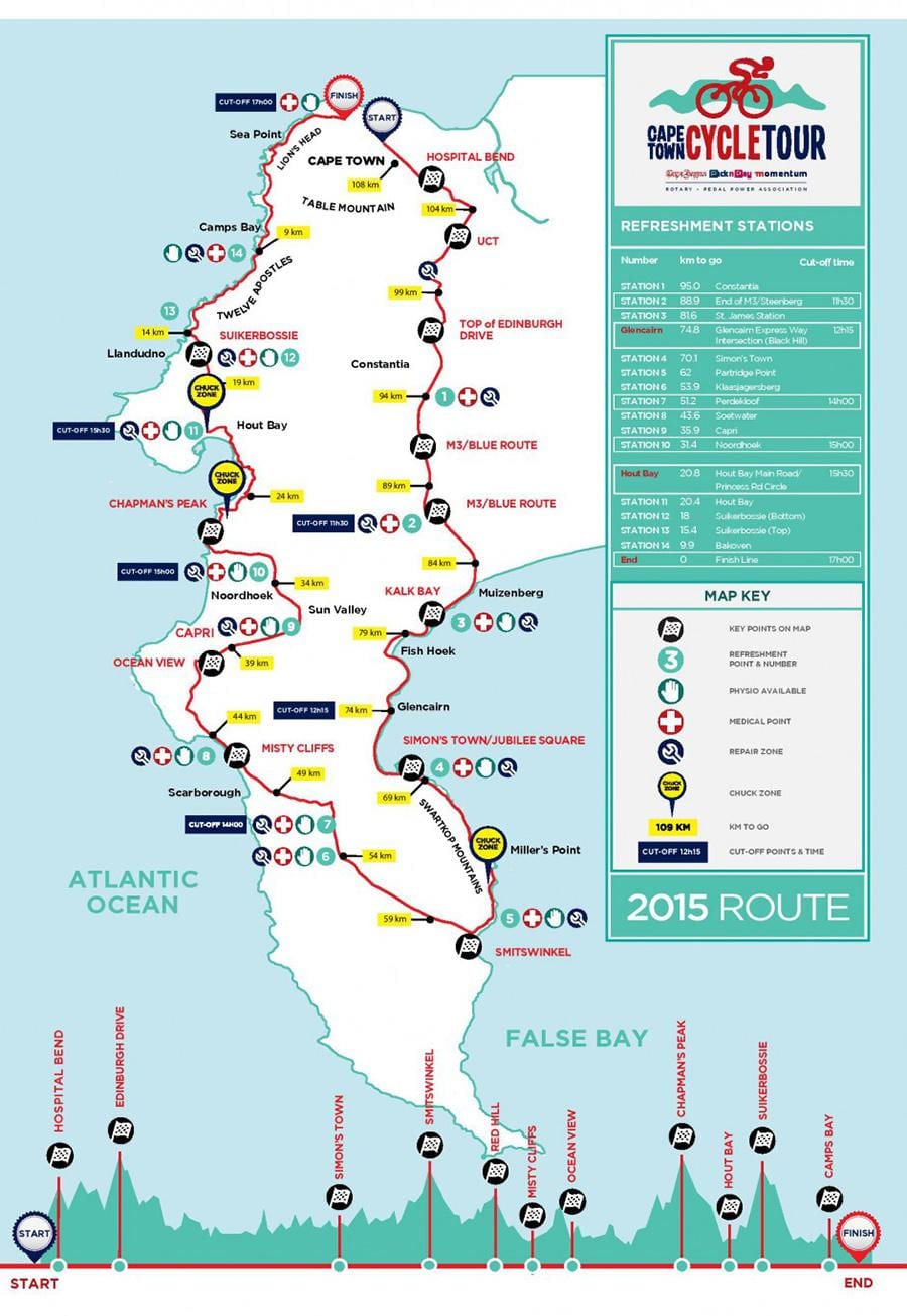 Cape Town velosipēdu karte