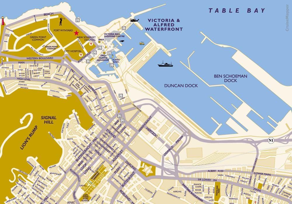 kartes Cape Town kruīza termināls