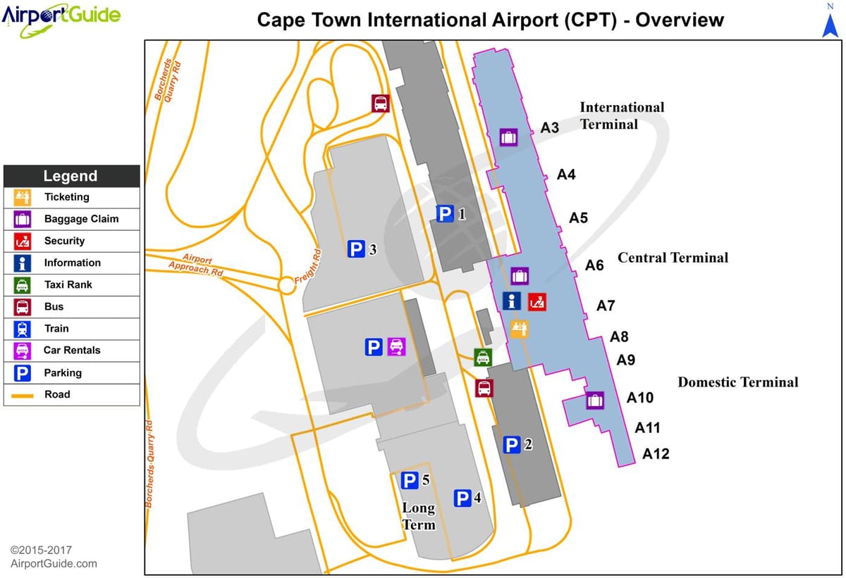 Cape Town starptautiskā lidosta map