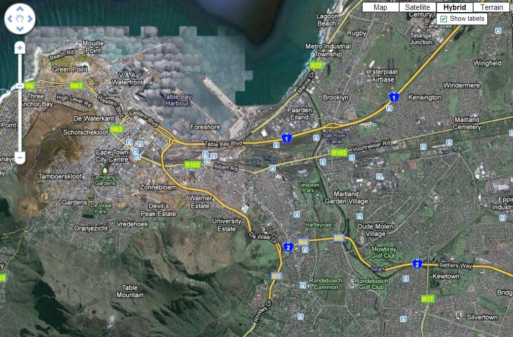 kartes Cape Town satelītu