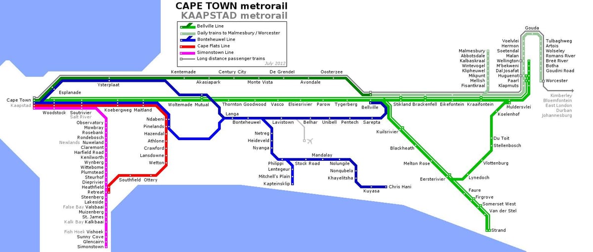 Cape Town dzelzceļa kartes