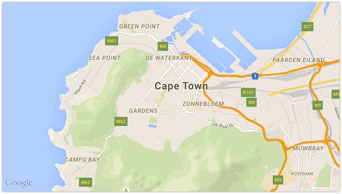 karte de waterkant Cape Town
