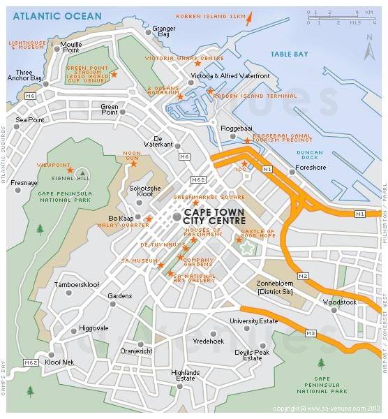 karte gadsimta pilsētā Cape Town