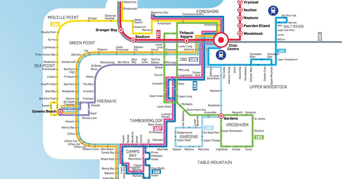 Cape Town autobusu karte