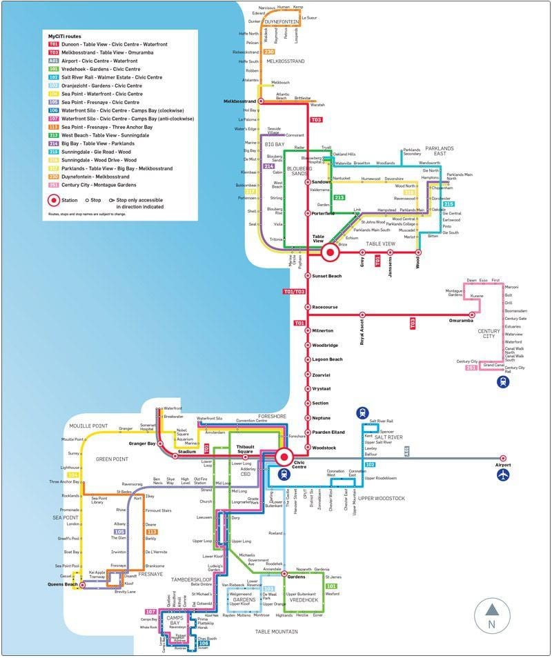myciti bus maršruta karte