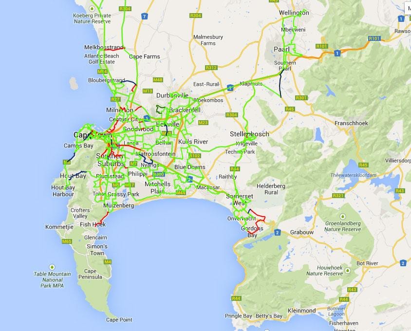 kartes optiskās šķiedras kartes Cape Town