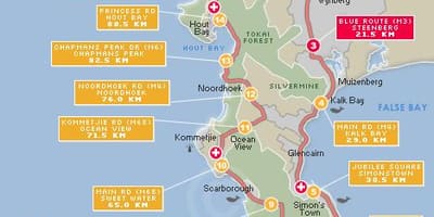 Karte cape argus maršrutu