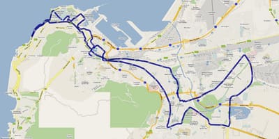 Kartes Cape Town maratona maršruts 