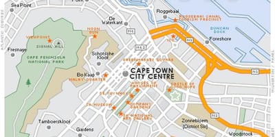 Karte gadsimta pilsētā Cape Town
