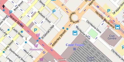 Karte heerengracht iela Cape Town