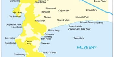Karte cape peninsula dienvidāfrika