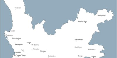 Kartes western Cape Pilsētu