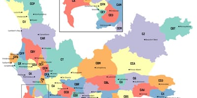 Karte western cape priekšpilsētas