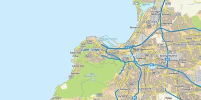 Detalizēta karte Cape Town un ietvari