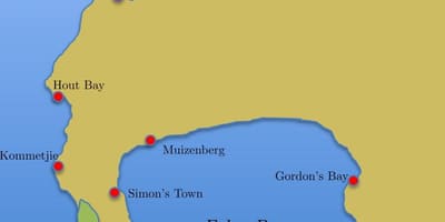 Karte simon ' s town, dienvidāfrika